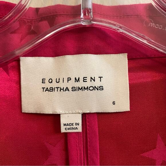 Equipment X Tibitha Simmons Pink Star Print Blazer Jacket Womens Size 6 - Picture 2 of 16